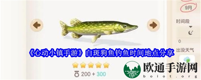 《心动小镇手游》白斑狗鱼钓鱼时间地点分享